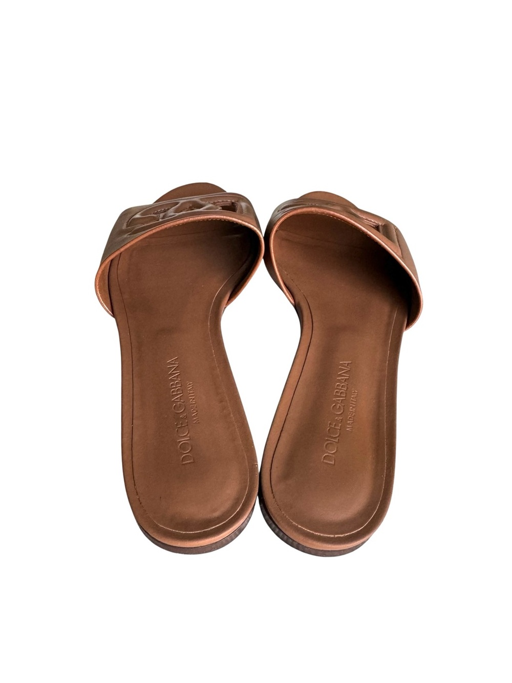 Dolce & Gabbana Bianca Calfskin Slides Sandals Light Brown - Picture 10 of 16